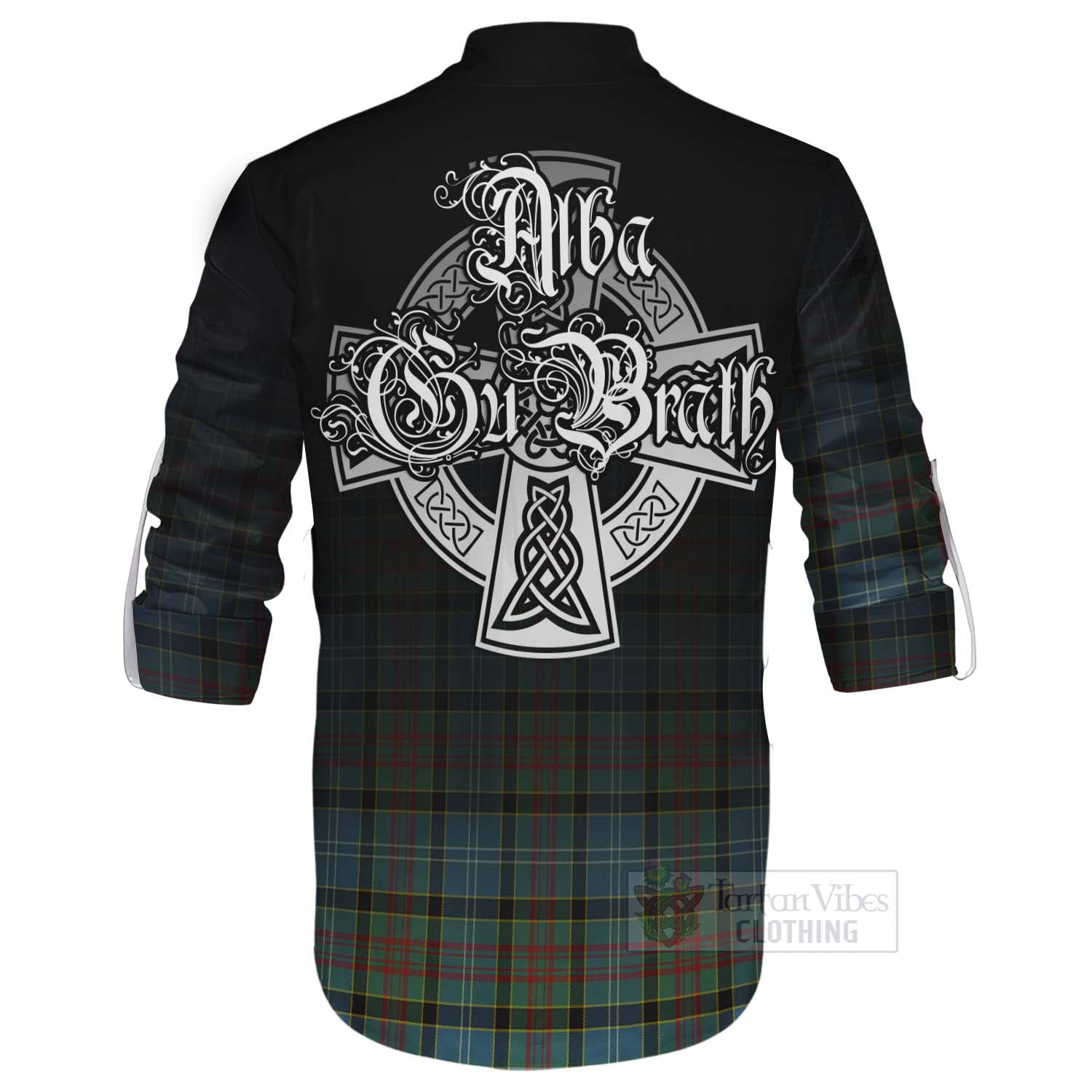 Tartan Vibes Clothing Walkinshaw Tartan Ghillie Kilt Shirt Featuring Alba Gu Brath Family Crest Celtic Inspired