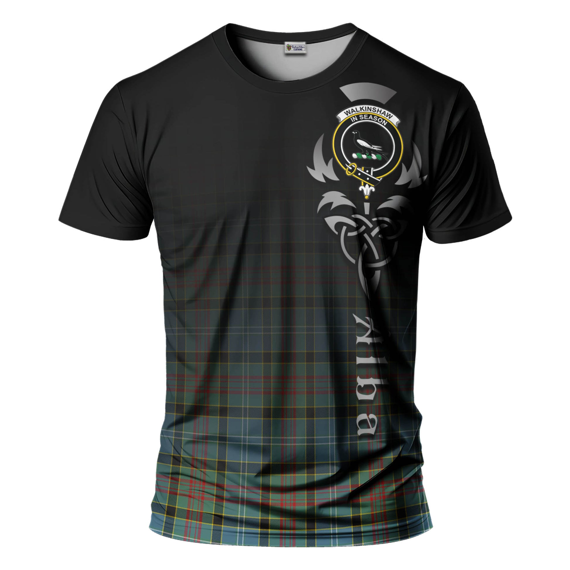 Tartan Vibes Clothing Walkinshaw Tartan T-Shirt Featuring Alba Gu Brath Family Crest Celtic Inspired