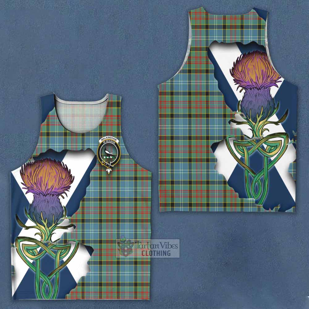 Tartan Vibes Clothing Walkinshaw Tartan Family Crest Men's Tank Top Scottish Thistle Celtic Inspired