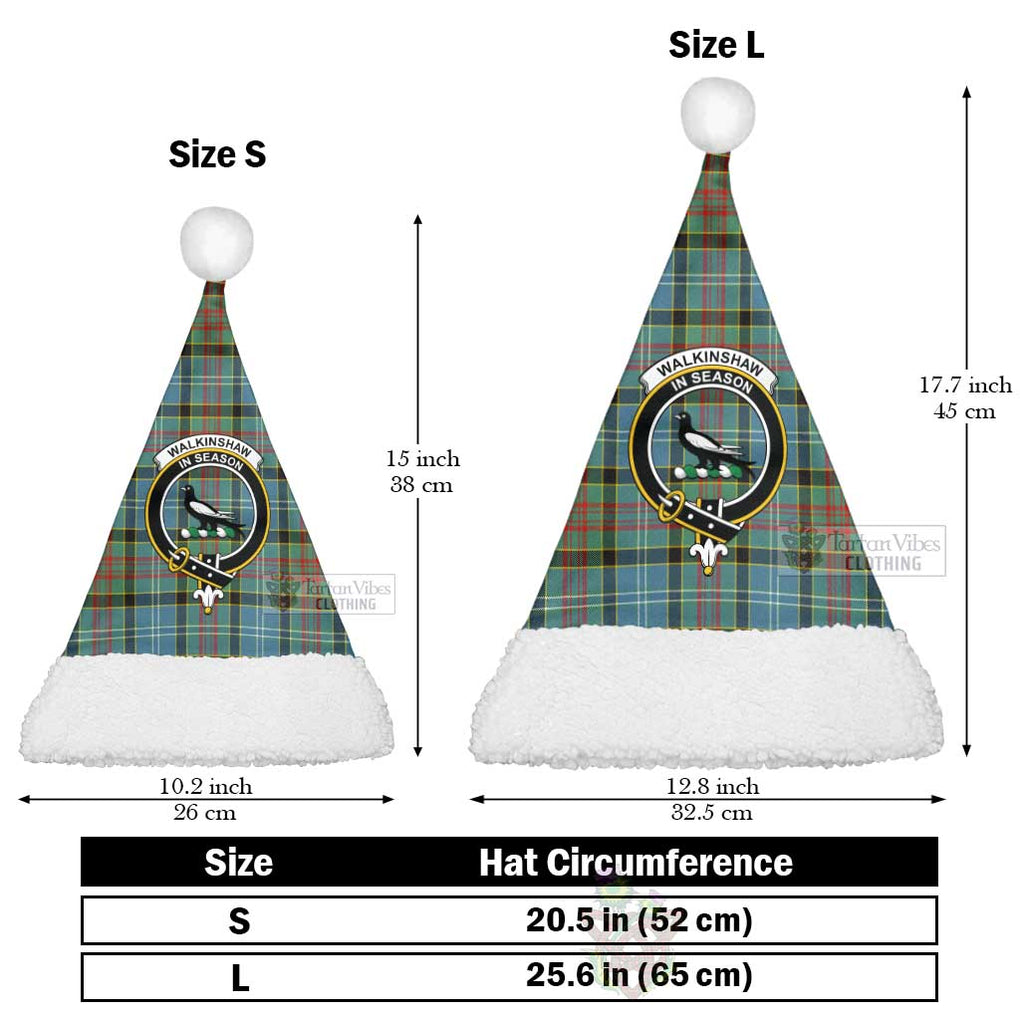Walkinshaw Tartan Christmas Santa Hats with Family Crest Christmas Hat L 25.6in (65cm) - Tartan Vibes Clothing