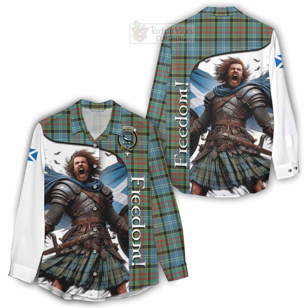 Tartan Vibes Clothing Walkinshaw Crest Tartan Women's Casual Shirt Inspired by the Freedom of Scottish Warrior