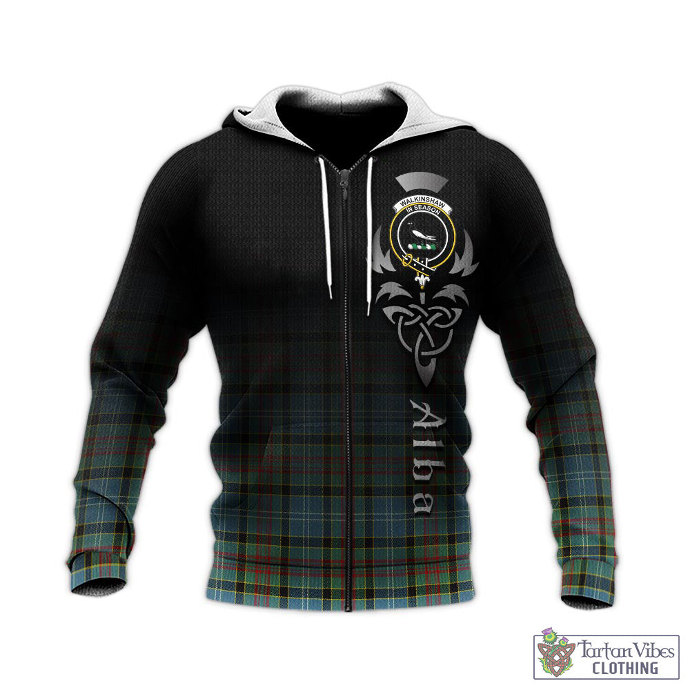 Walkinshaw Tartan Knitted Hoodie Featuring Alba Gu Brath Family Crest Celtic Inspired - Tartan Vibes Clothing