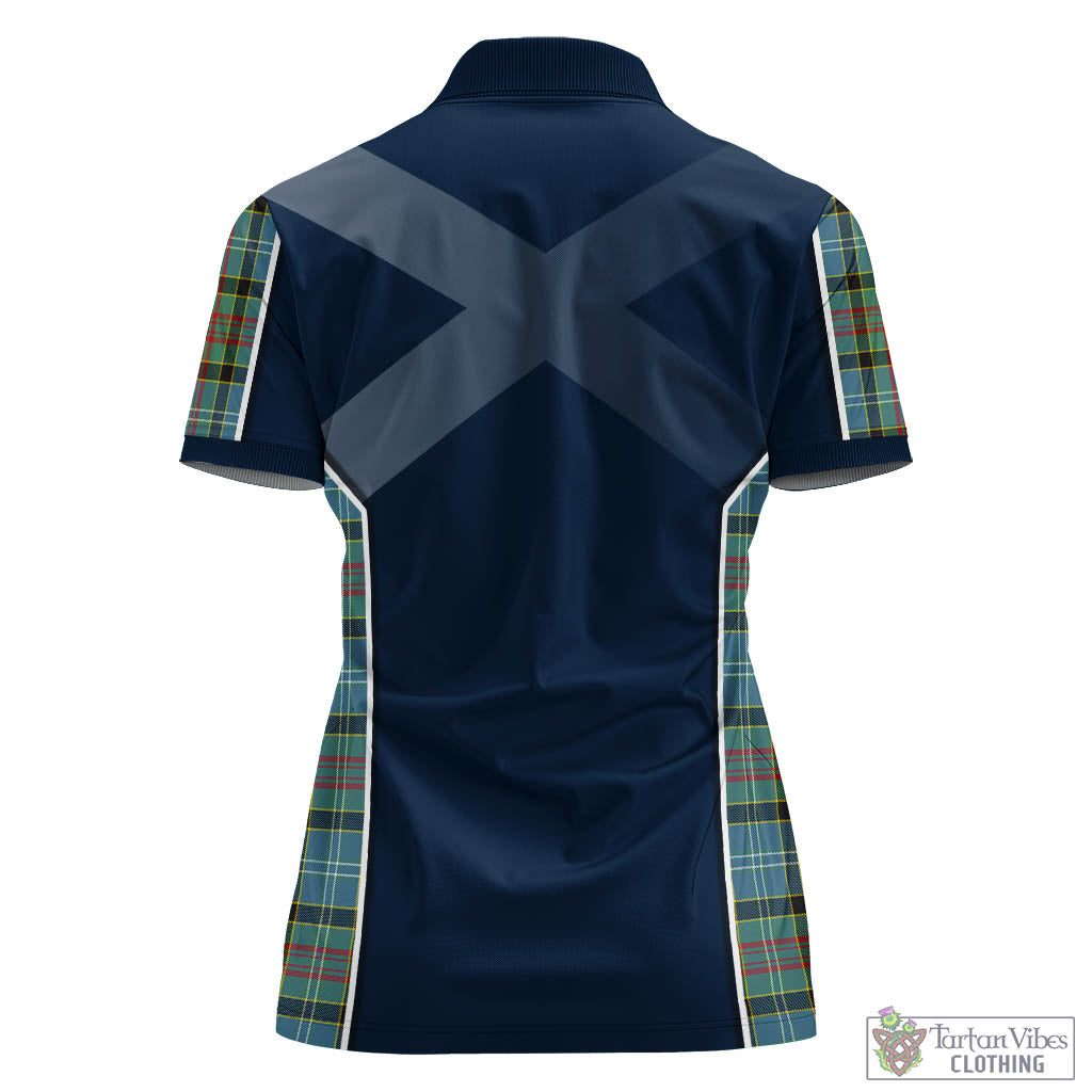 Tartan Vibes Clothing Walkinshaw Tartan Women's Polo Shirt with Family Crest and Scottish Thistle Vibes Sport Style