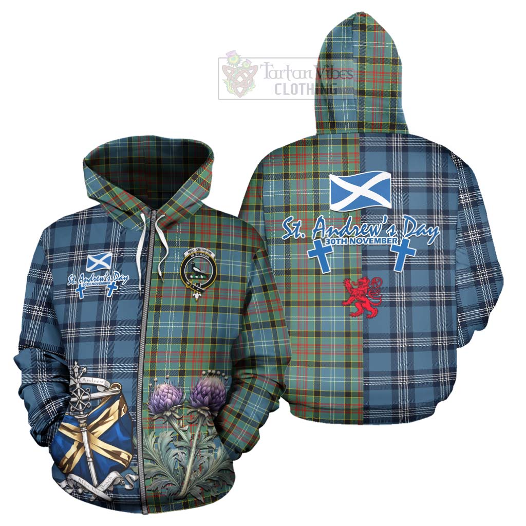 Walkinshaw Tartan Hoodie Happy St. Andrew's Day Half Tartan Style - Tartan Vibes Clothing