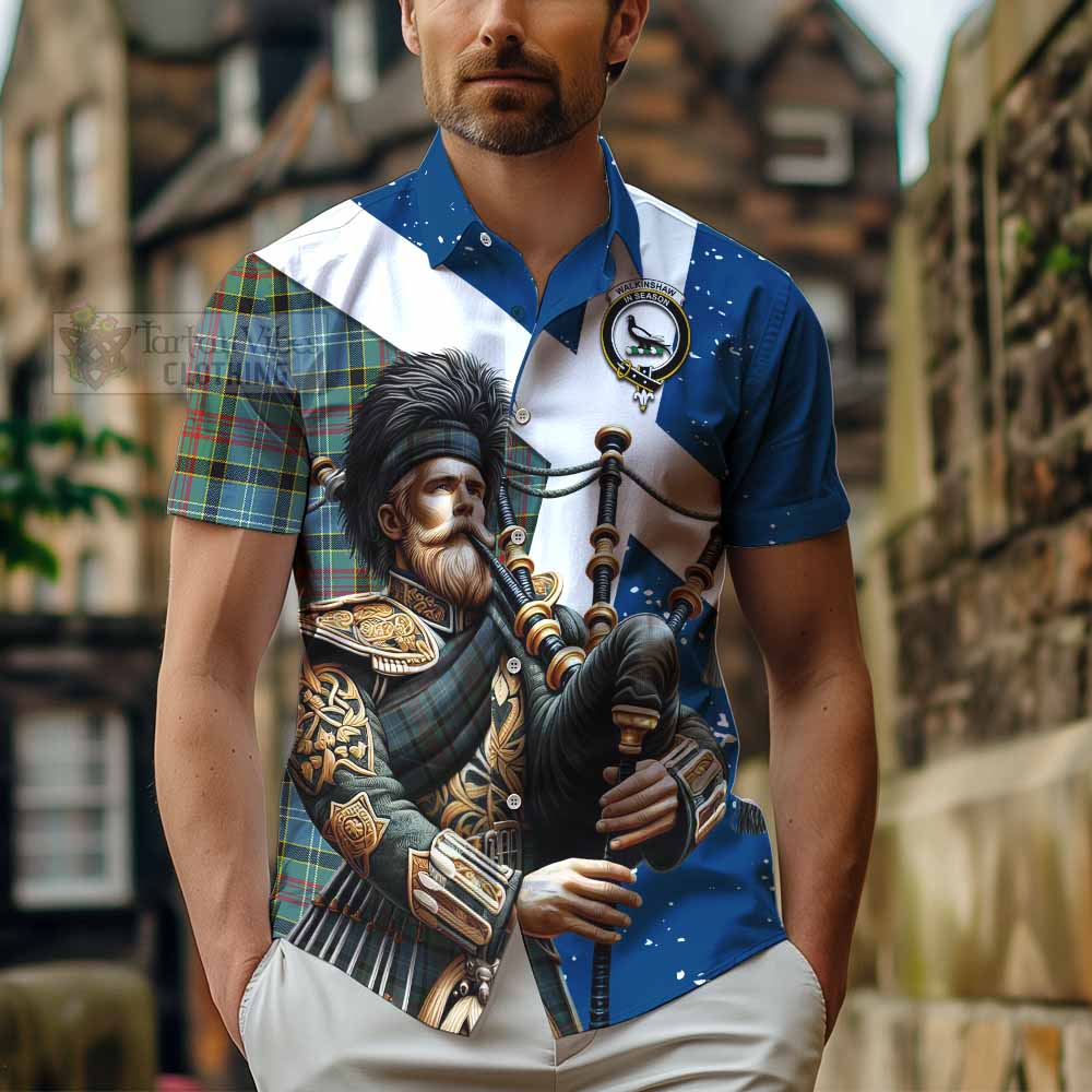 Walkinshaw Tartan Hawaiian Shirt with Family Crest Scottish Bagpiper Vibes - Tartan Vibes Clothing