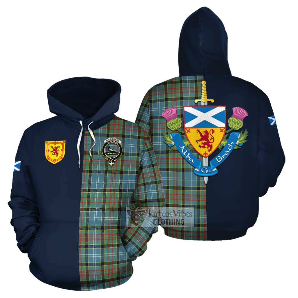 Walkinshaw Tartan Cotton Hoodie Alba with Scottish Lion Royal Arm Half Style Zip Hoodie - Tartan Vibes Clothing