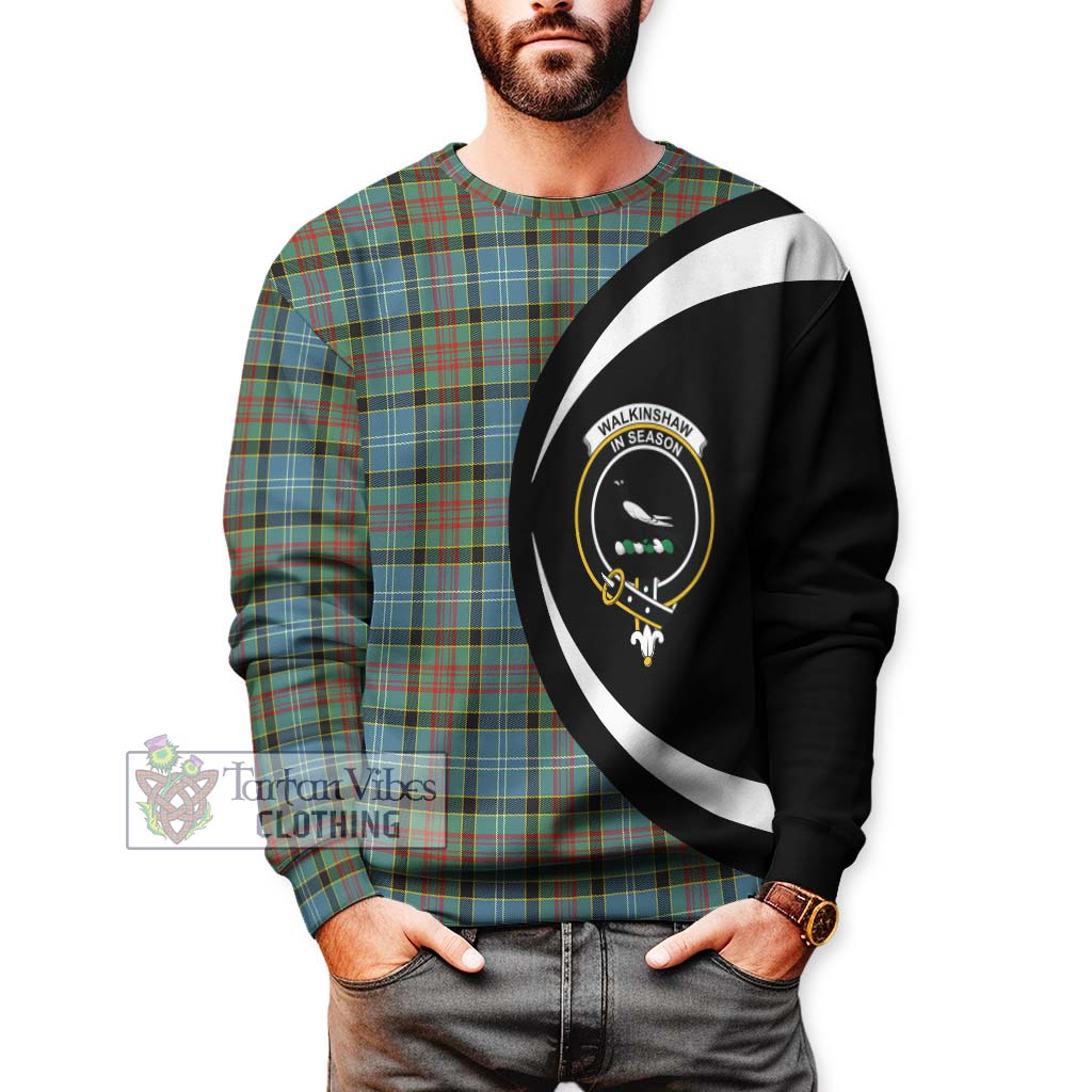 Walkinshaw Tartan Sweatshirt with Family Crest Circle Style - Tartan Vibes Clothing