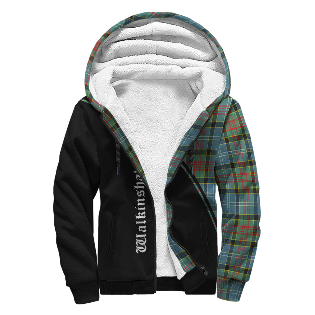 Walkinshaw Tartan Sherpa Hoodie with Family Crest Curve Style - Tartan Vibes Clothing