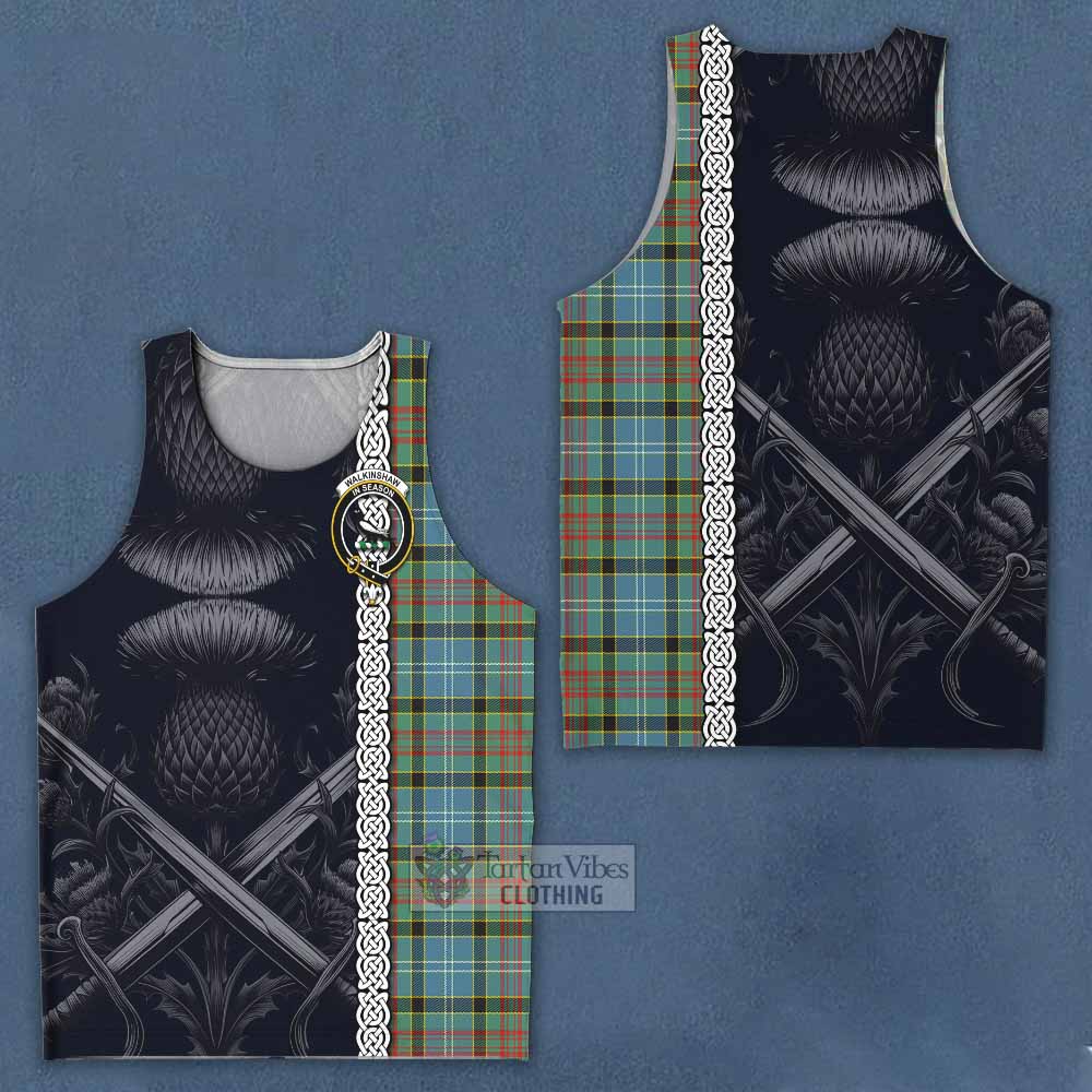 Walkinshaw Tartan Men's Tank Top with Family Crest Cross Sword Thistle Celtic Vibes - Tartan Vibes Clothing