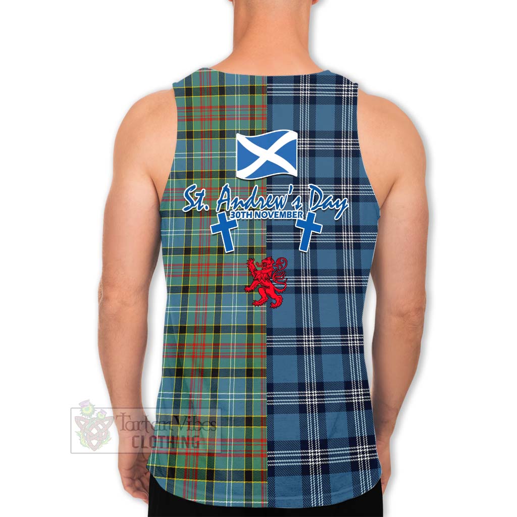 Walkinshaw Tartan Men's Tank Top Happy St. Andrew's Day Half Tartan Style - Tartan Vibes Clothing