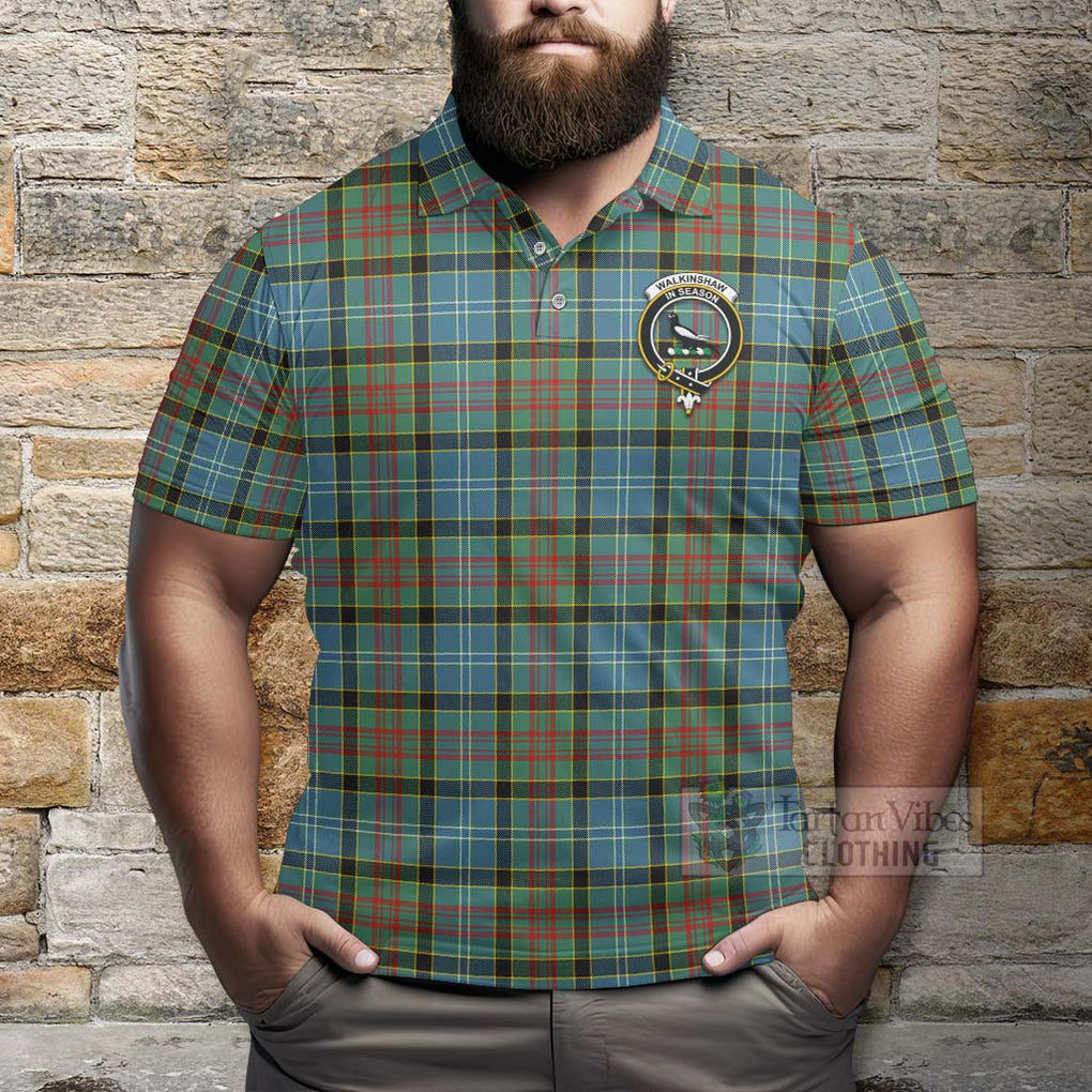 Walkinshaw Tartan Polo Shirt with Family Crest Celtic Skull Style - Tartan Vibes Clothing