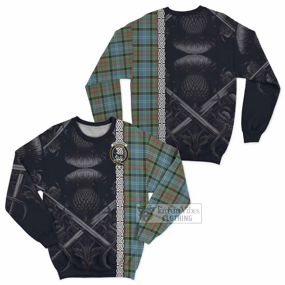 Walkinshaw Tartan Sweatshirt with Family Crest Cross Sword Thistle Celtic Vibes - Tartan Vibes Clothing