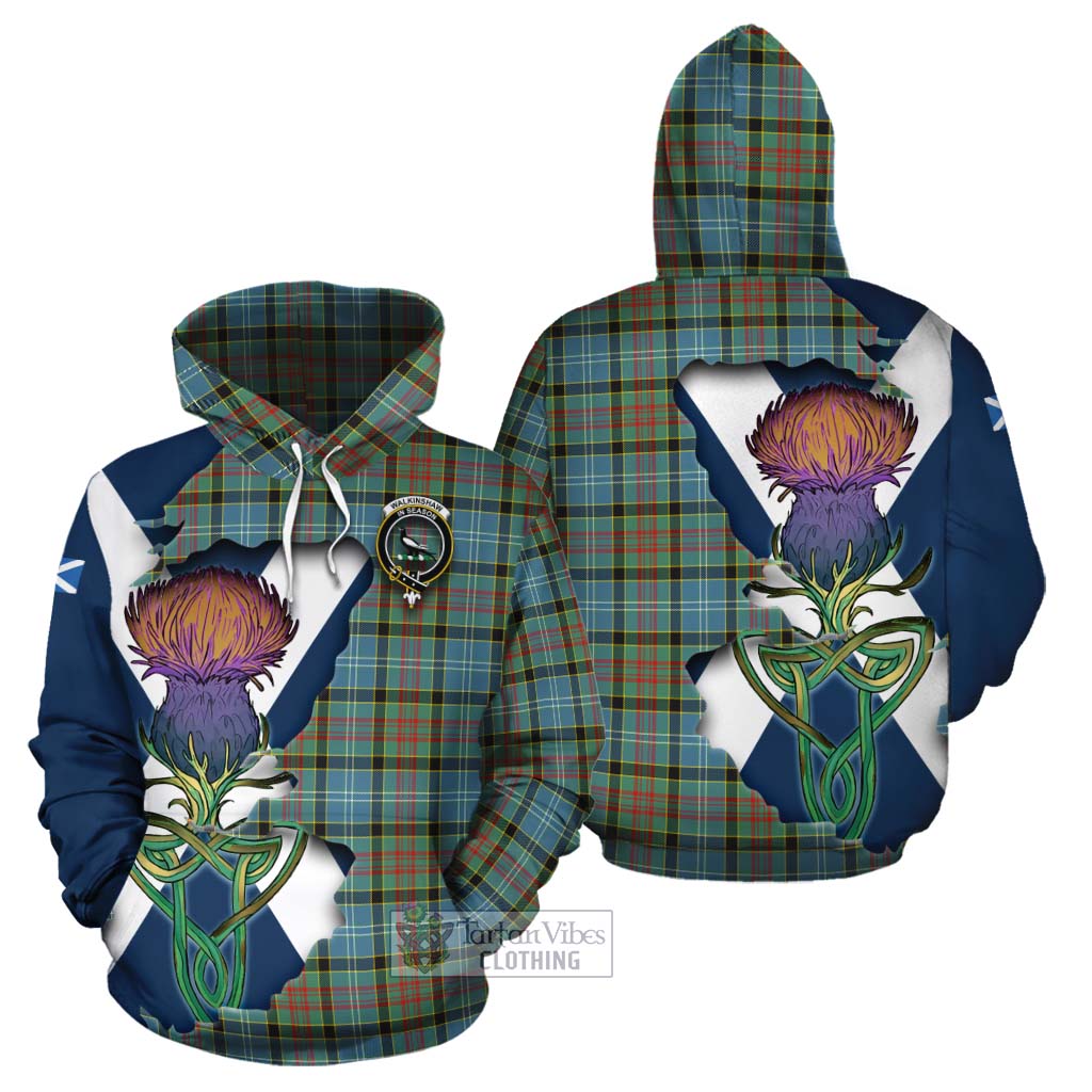 Tartan Vibes Clothing Walkinshaw Tartan Family Crest Cotton Hoodie Scottish Thistle Celtic Inspired