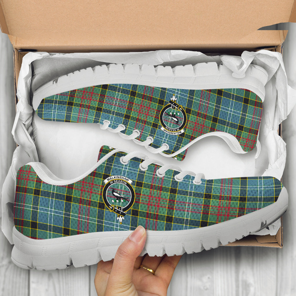 Walkinshaw Tartan Sneakers with Family Crest - Tartan Vibes Clothing