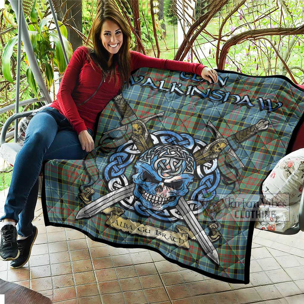 Walkinshaw Tartan Quilt with Celtic Skull Alba Gu Brath Style - Tartan Vibes Clothing