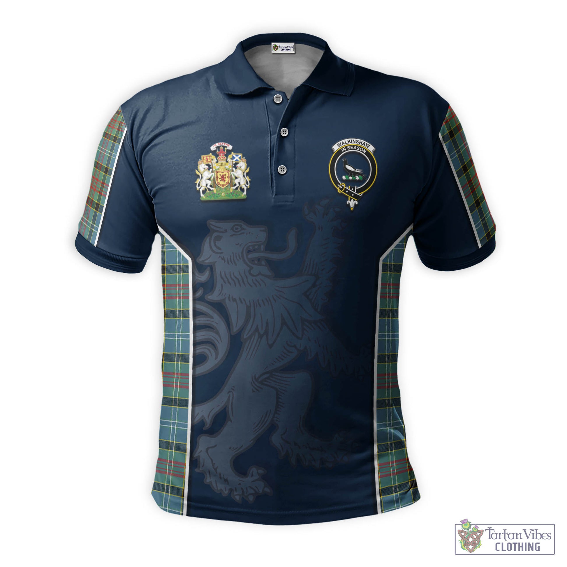 Tartan Vibes Clothing Walkinshaw Tartan Men's Polo Shirt with Family Crest and Lion Rampant Vibes Sport Style