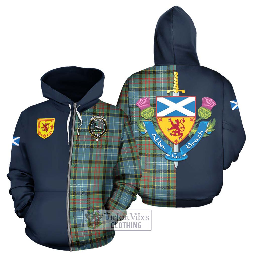 Walkinshaw Tartan Hoodie Alba with Scottish Lion Royal Arm Half Style - Tartan Vibes Clothing