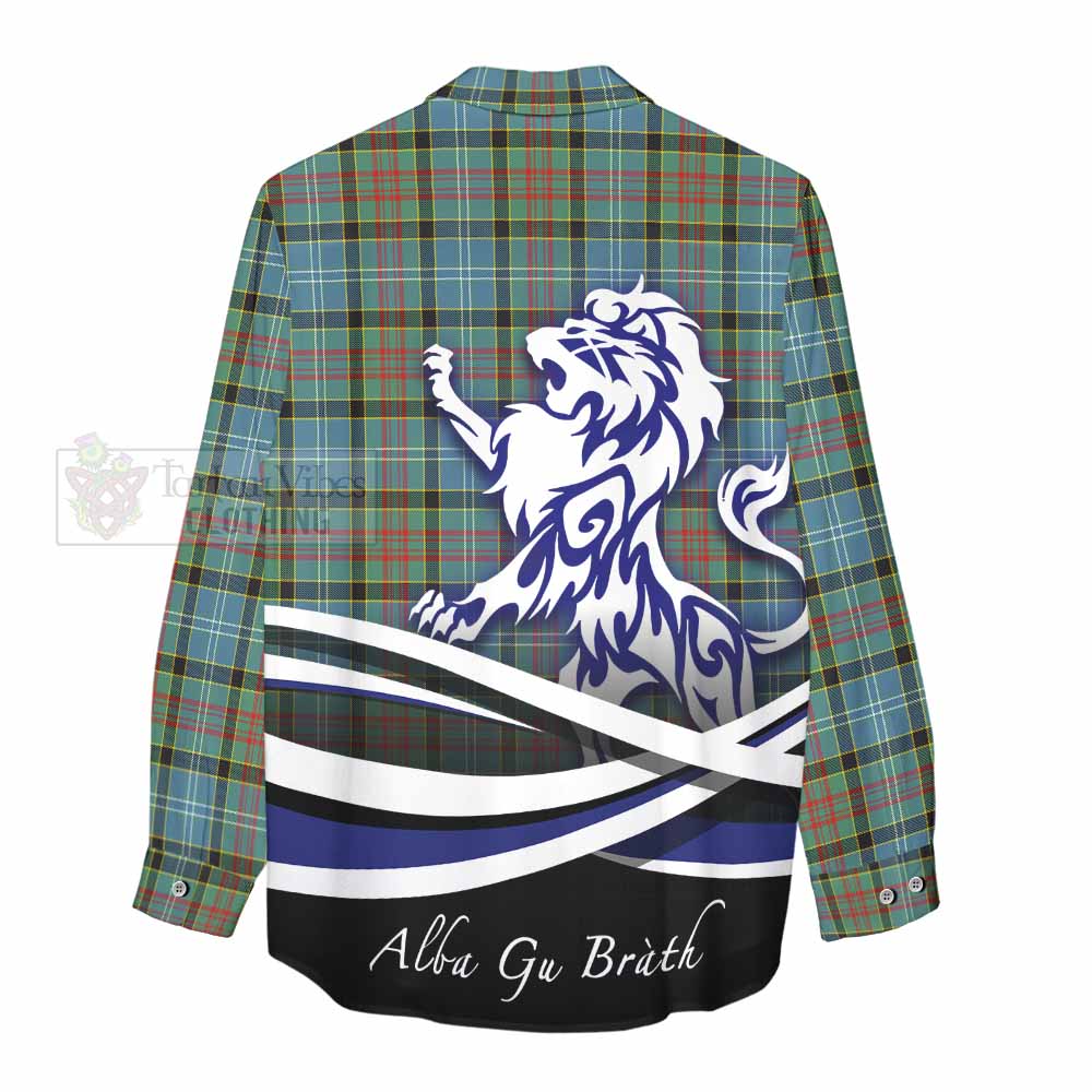 Walkinshaw Tartan Women's Casual Shirt with Alba Gu Brath Regal Lion Emblem - Tartan Vibes Clothing