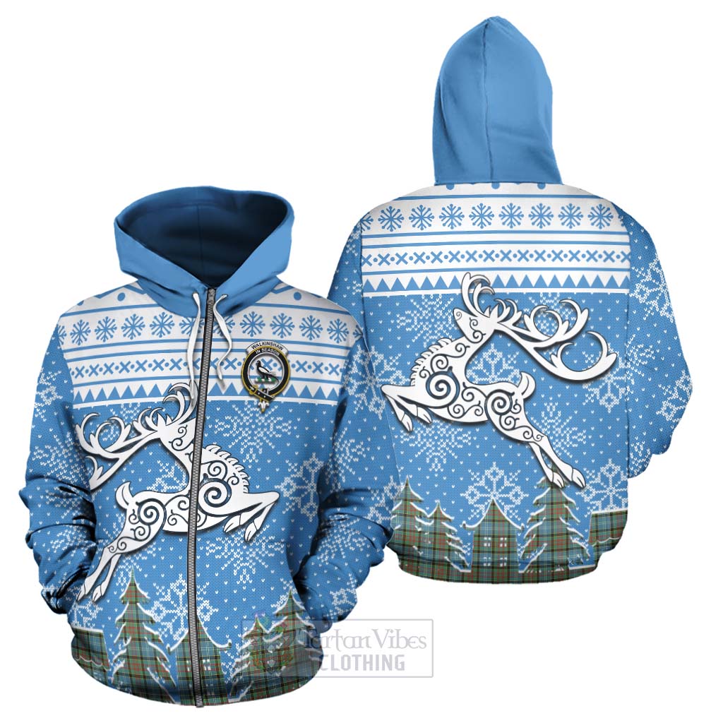 Walkinshaw Clan Christmas Hoodie Celtic Reindeer Style - Tartan Vibes Clothing