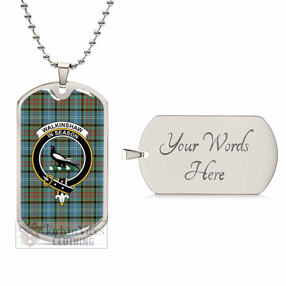Walkinshaw Tartan Dog Tag Necklace with Family Crest Silver Yes - Tartan Vibes Clothing