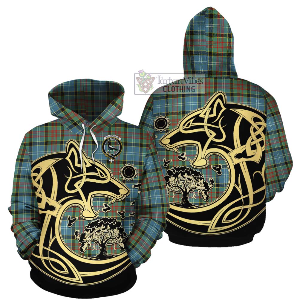 Walkinshaw Tartan Cotton Hoodie with Family Crest Celtic Wolf Style Zip Hoodie - Tartan Vibes Clothing