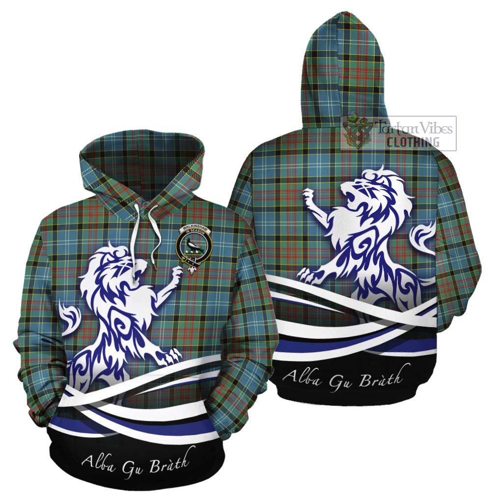 Walkinshaw Tartan Cotton Hoodie with Alba Gu Brath Regal Lion Emblem Zip Hoodie - Tartan Vibes Clothing