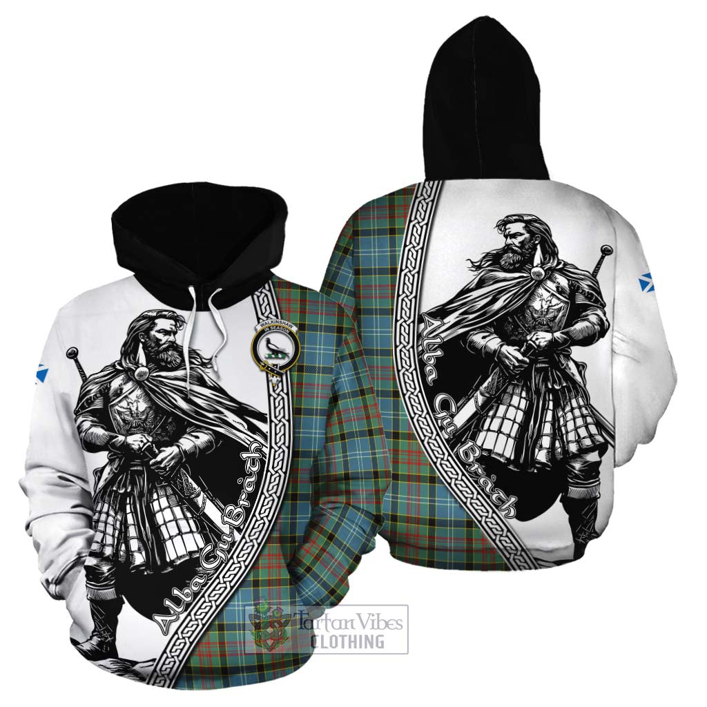 Walkinshaw Tartan Clan Crest Cotton Hoodie with Highlander Warrior Celtic Style Zip Hoodie - Tartan Vibes Clothing