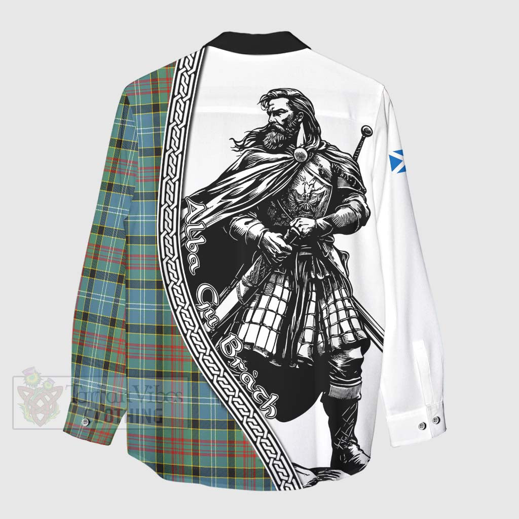 Walkinshaw Tartan Clan Crest Women's Casual Shirt with Highlander Warrior Celtic Style - Tartan Vibes Clothing