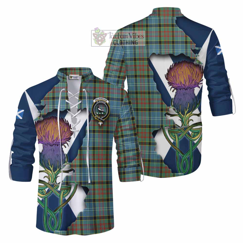 Tartan Vibes Clothing Walkinshaw Tartan Family Crest Ghillie Kilt Shirt Scottish Thistle Celtic Inspired