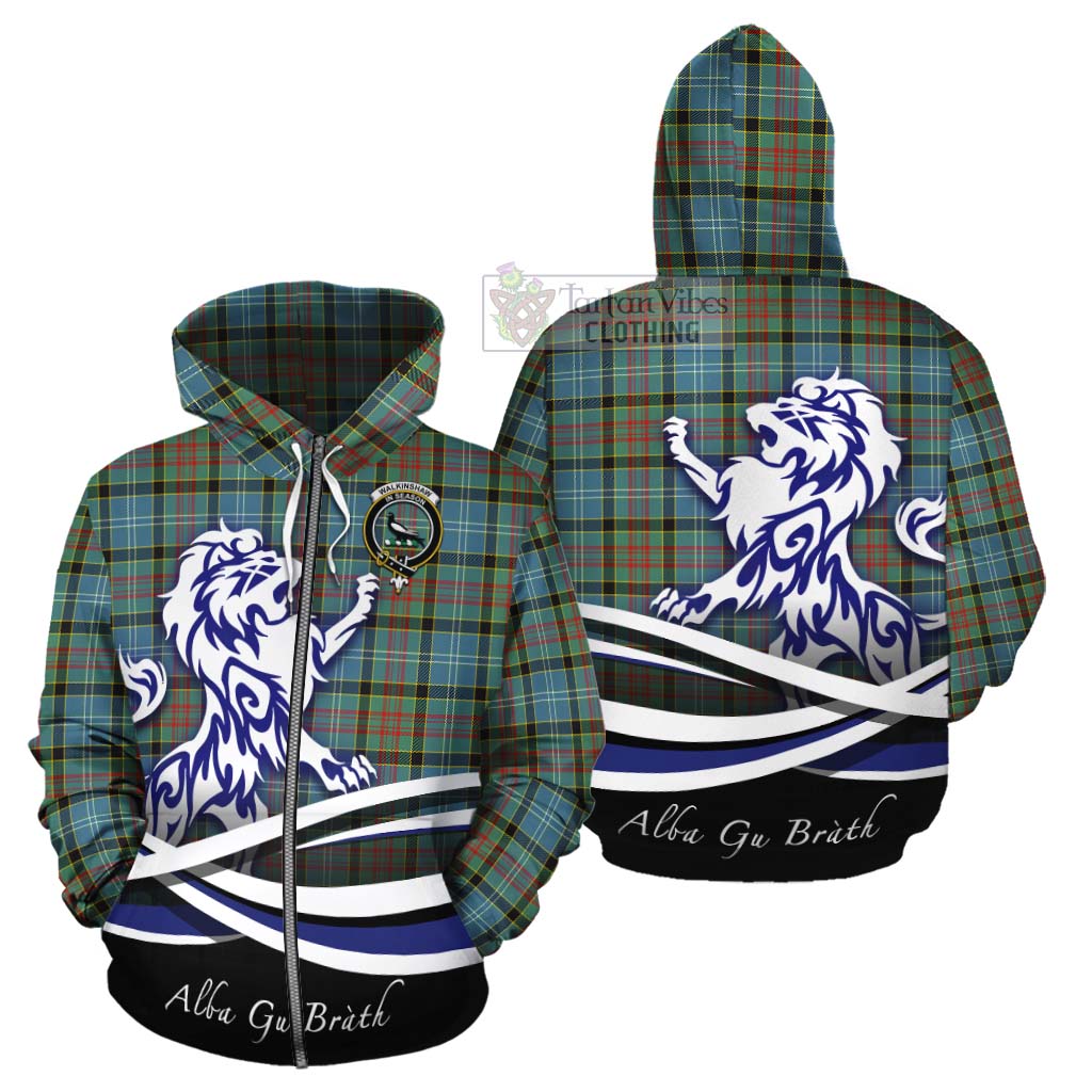 Walkinshaw Tartan Cotton Hoodie with Alba Gu Brath Regal Lion Emblem - Tartan Vibes Clothing