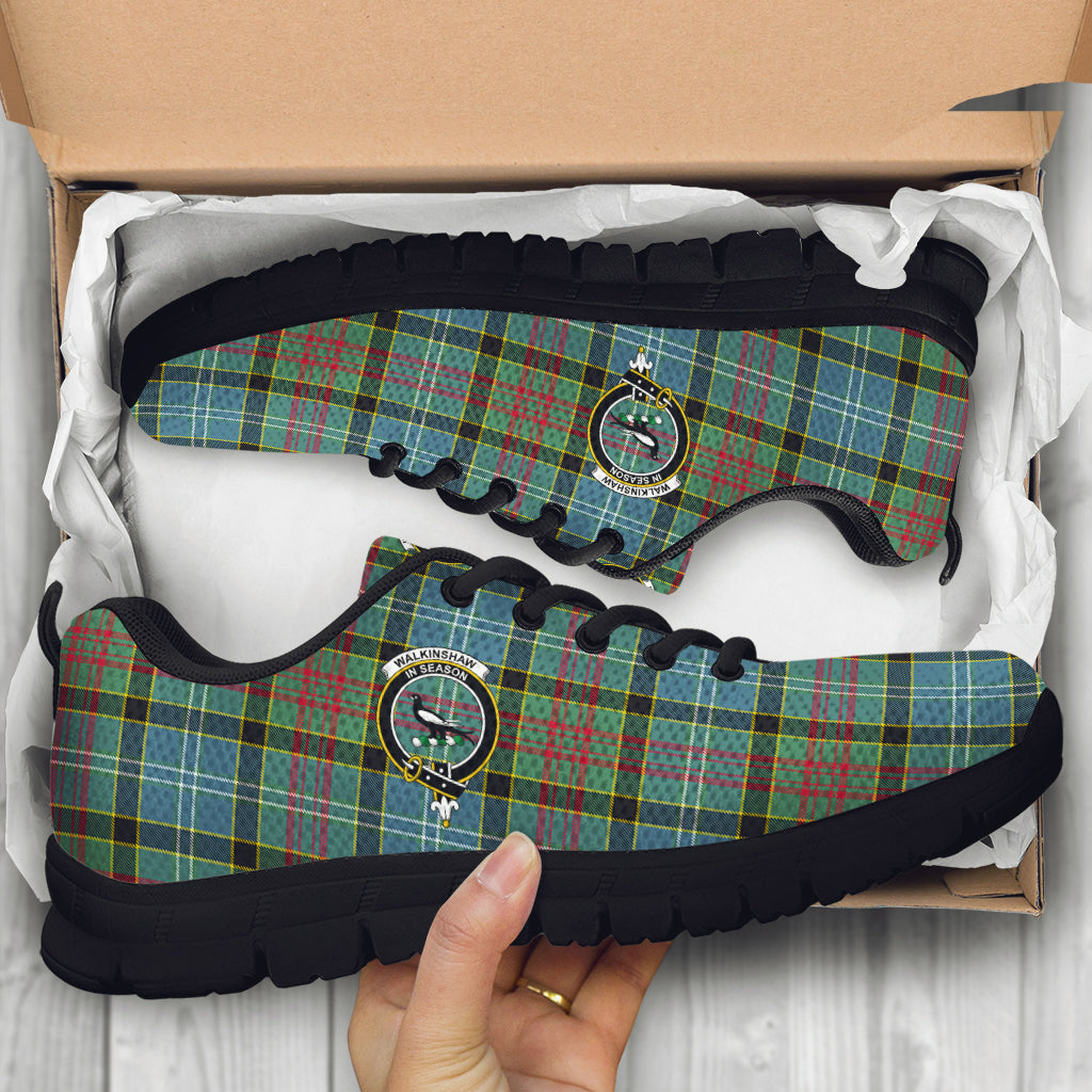 Walkinshaw Tartan Sneakers with Family Crest - Tartan Vibes Clothing