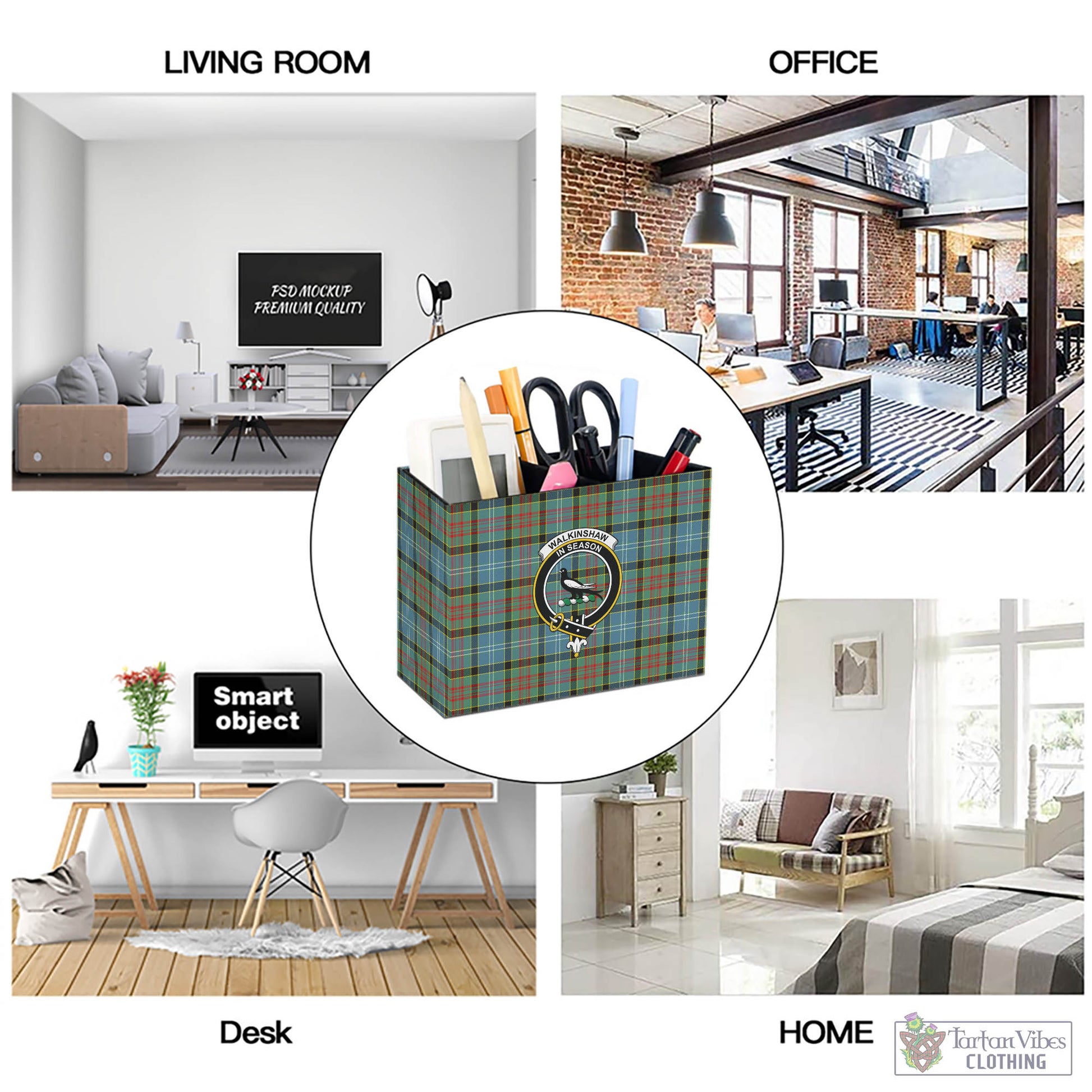 Walkinshaw Tartan Pen Holder with Family Crest - Tartan Vibes Clothing