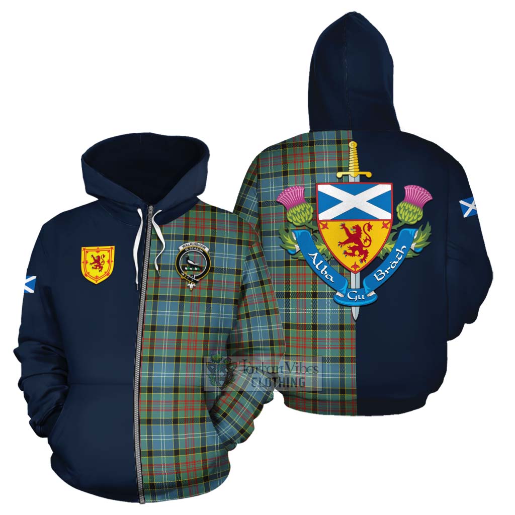 Walkinshaw Tartan Cotton Hoodie Alba with Scottish Lion Royal Arm Half Style - Tartan Vibes Clothing