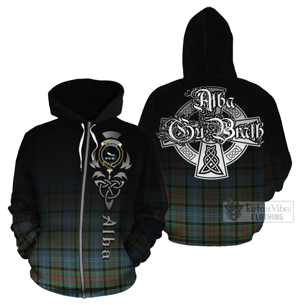 Tartan Vibes Clothing Walkinshaw Tartan Cotton Hoodie Featuring Alba Gu Brath Family Crest Celtic Inspired