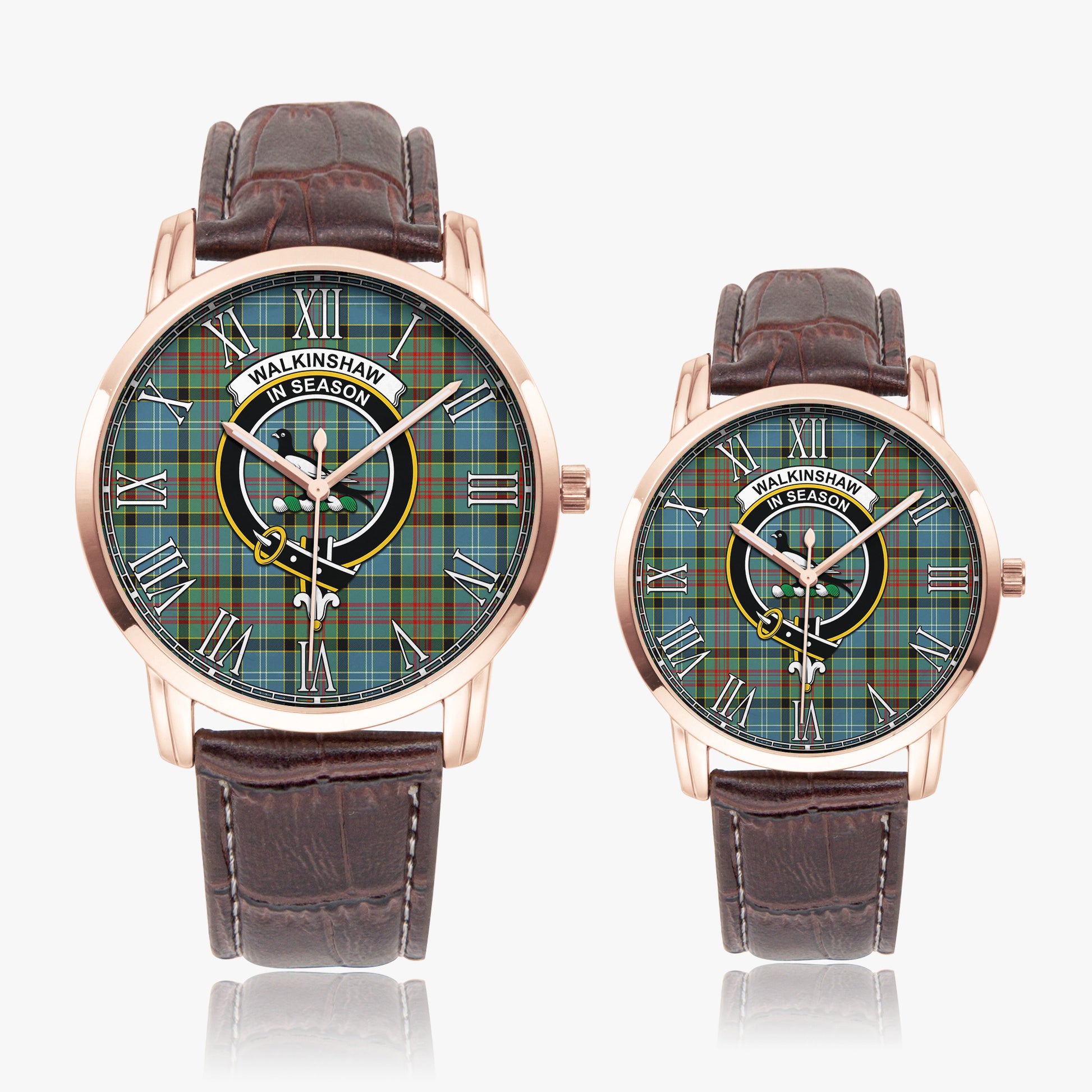 Walkinshaw Tartan Family Crest Leather Strap Quartz Watch - Tartan Vibes Clothing
