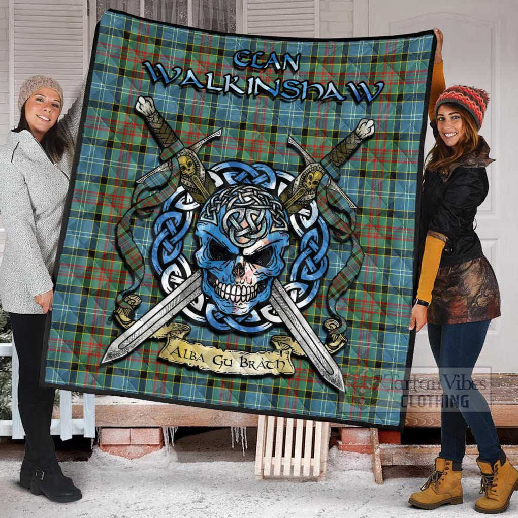 Walkinshaw Tartan Quilt with Celtic Skull Alba Gu Brath Style - Tartan Vibes Clothing