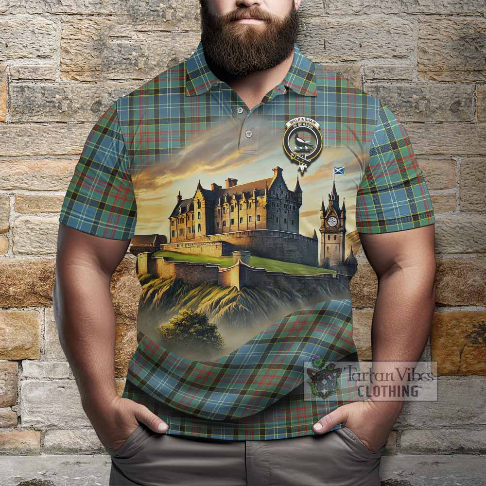 Tartan Vibes Clothing Walkinshaw Tartan Family Crest Polo Shirt with Scottish Ancient Castle Stype