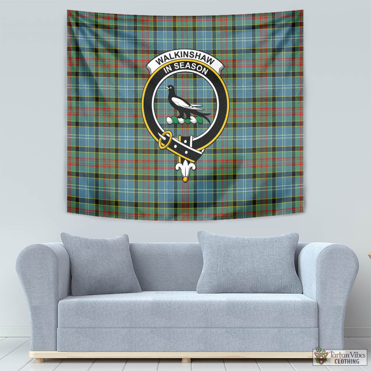 Tartan Vibes Clothing Walkinshaw Tartan Tapestry Wall Hanging and Home Decor for Room with Family Crest