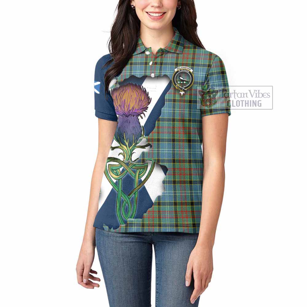 Tartan Vibes Clothing Walkinshaw Tartan Family Crest Women's Polo Shirt Scottish Thistle Celtic Inspired