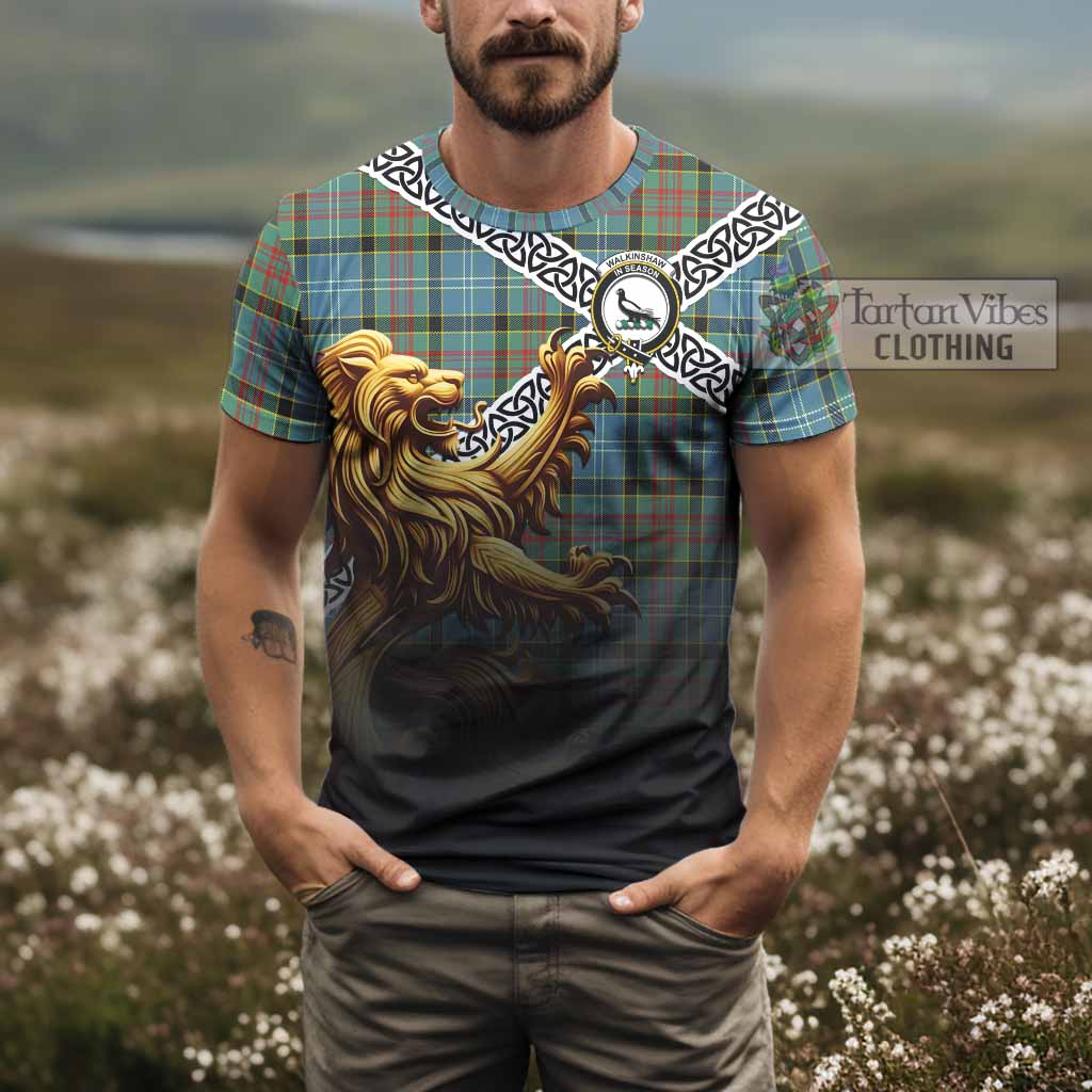 Walkinshaw Crest Tartan T-Shirt with Golden Lion Emblem Celtic Style - Tartan Vibes Clothing