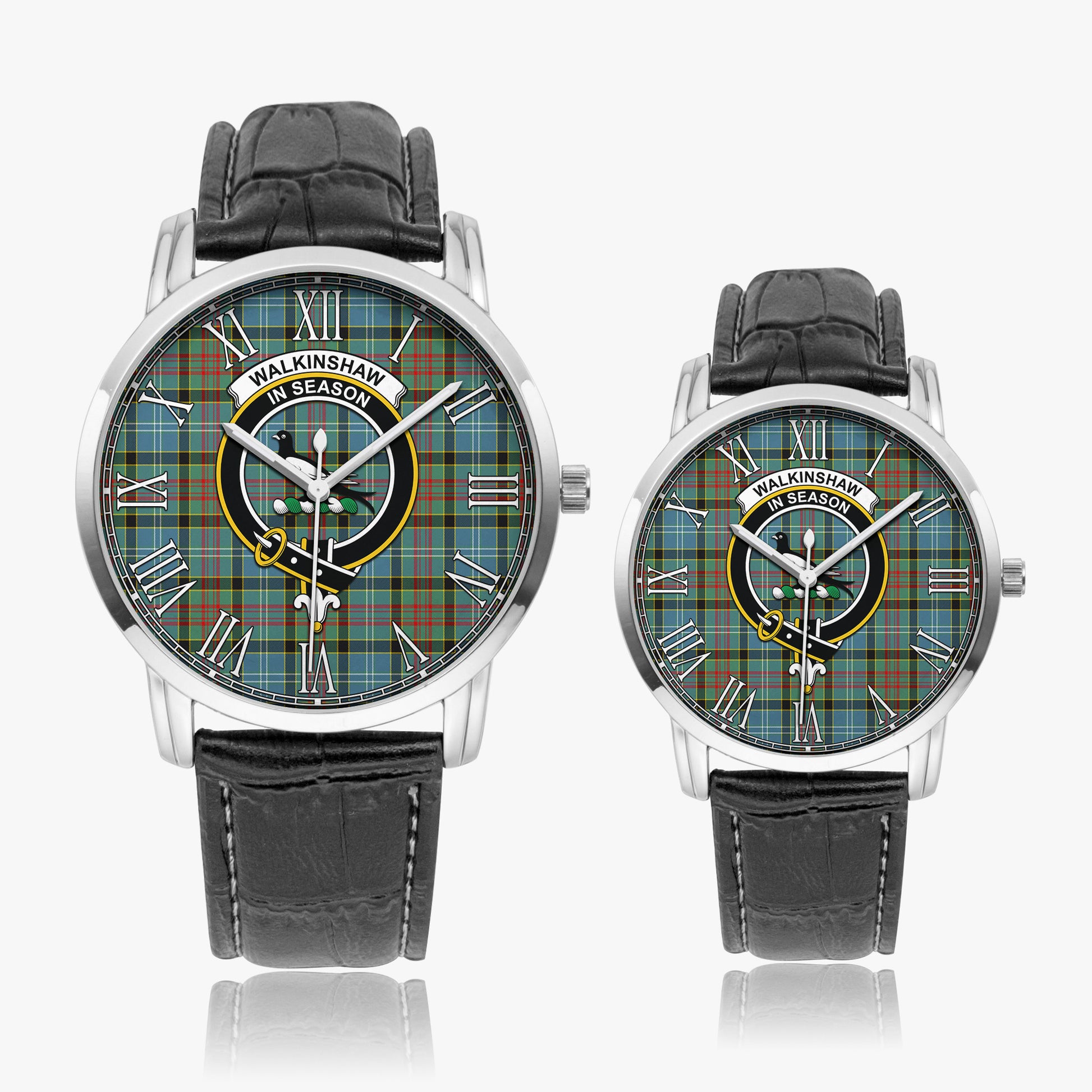 Walkinshaw Tartan Family Crest Leather Strap Quartz Watch - Tartan Vibes Clothing