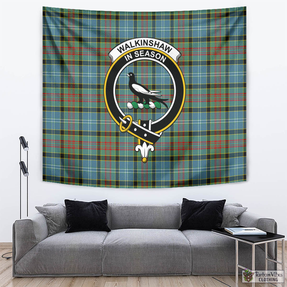Tartan Vibes Clothing Walkinshaw Tartan Tapestry Wall Hanging and Home Decor for Room with Family Crest