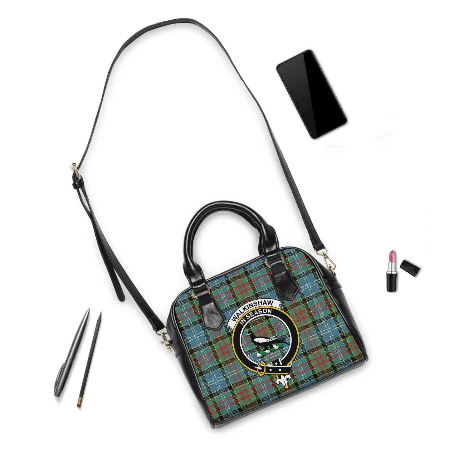 Walkinshaw Tartan Shoulder Handbags with Family Crest - Tartanvibesclothing