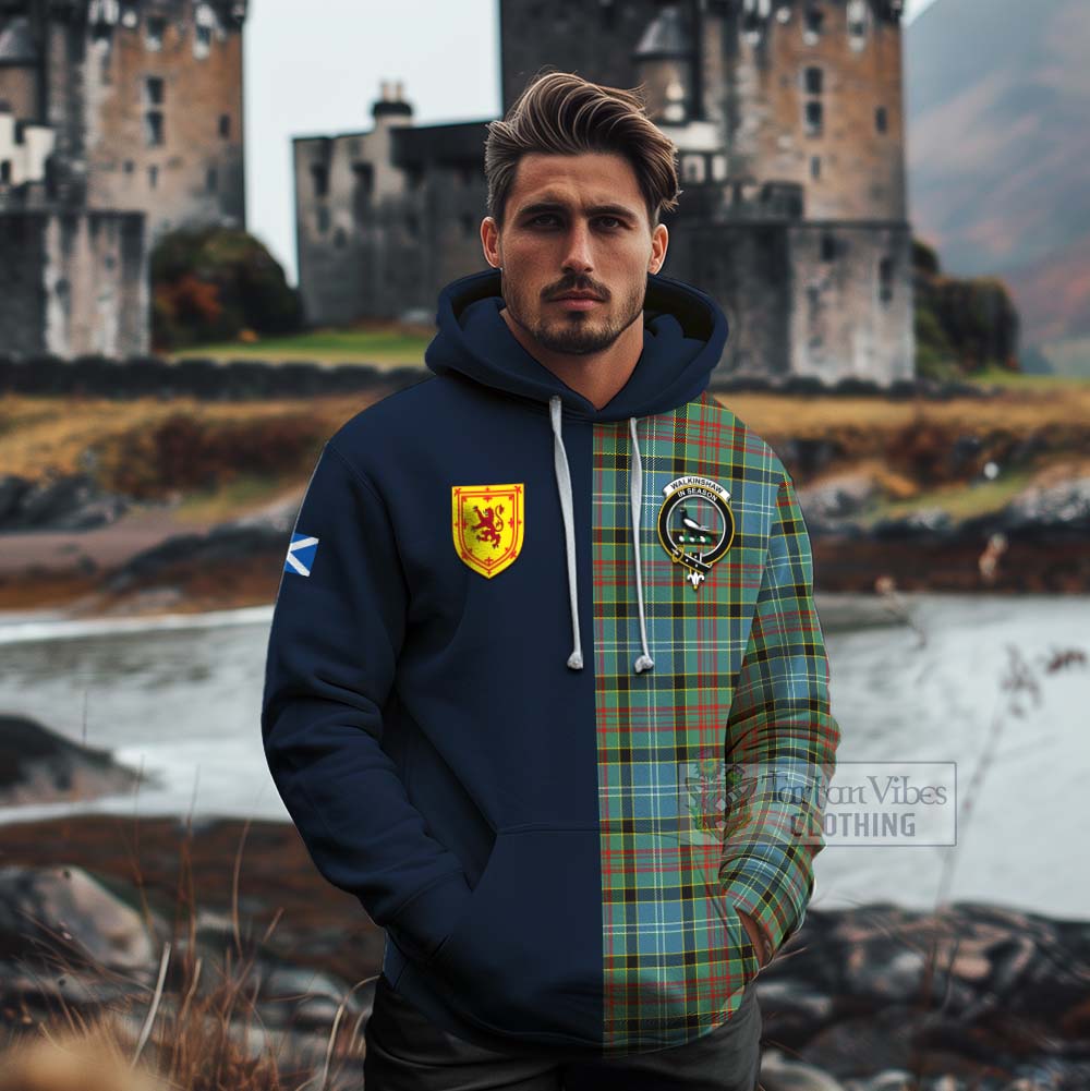 Walkinshaw Tartan Cotton Hoodie Alba with Scottish Lion Royal Arm Half Style - Tartan Vibes Clothing