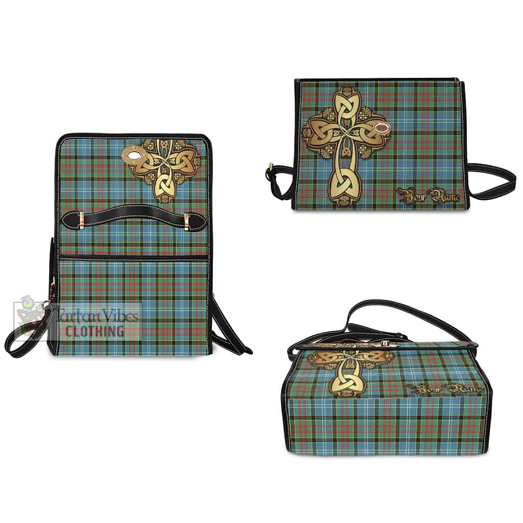 Tartan Vibes Clothing Walkinshaw Tartan Waterproof Canvas Bag Golden Thistle Celtic Cross Style