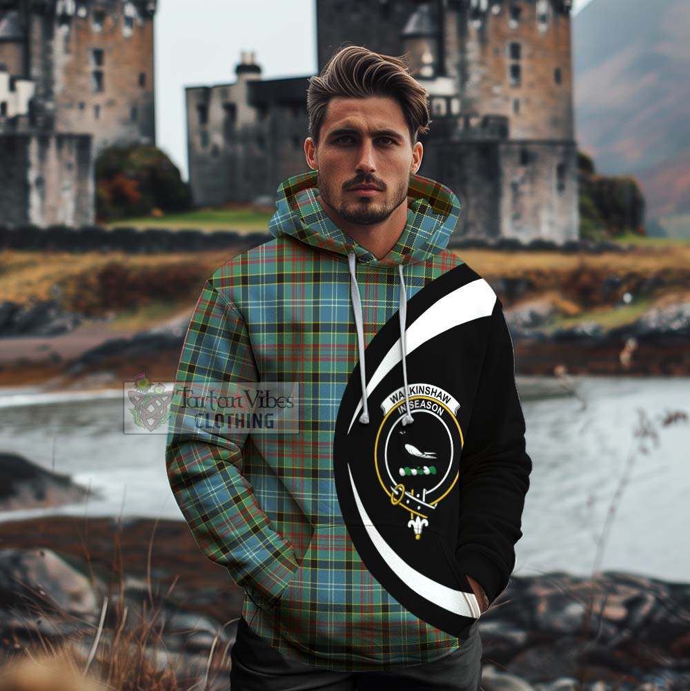 Walkinshaw Tartan Cotton Hoodie with Family Crest Circle Style - Tartan Vibes Clothing