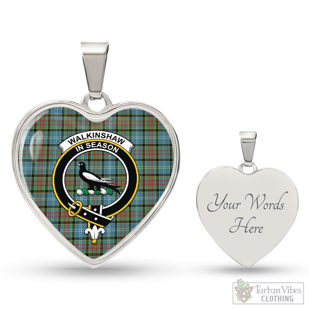 Walkinshaw Tartan Heart Necklace with Family Crest Luxury Necklace (Silver) Yes - Tartan Vibes Clothing