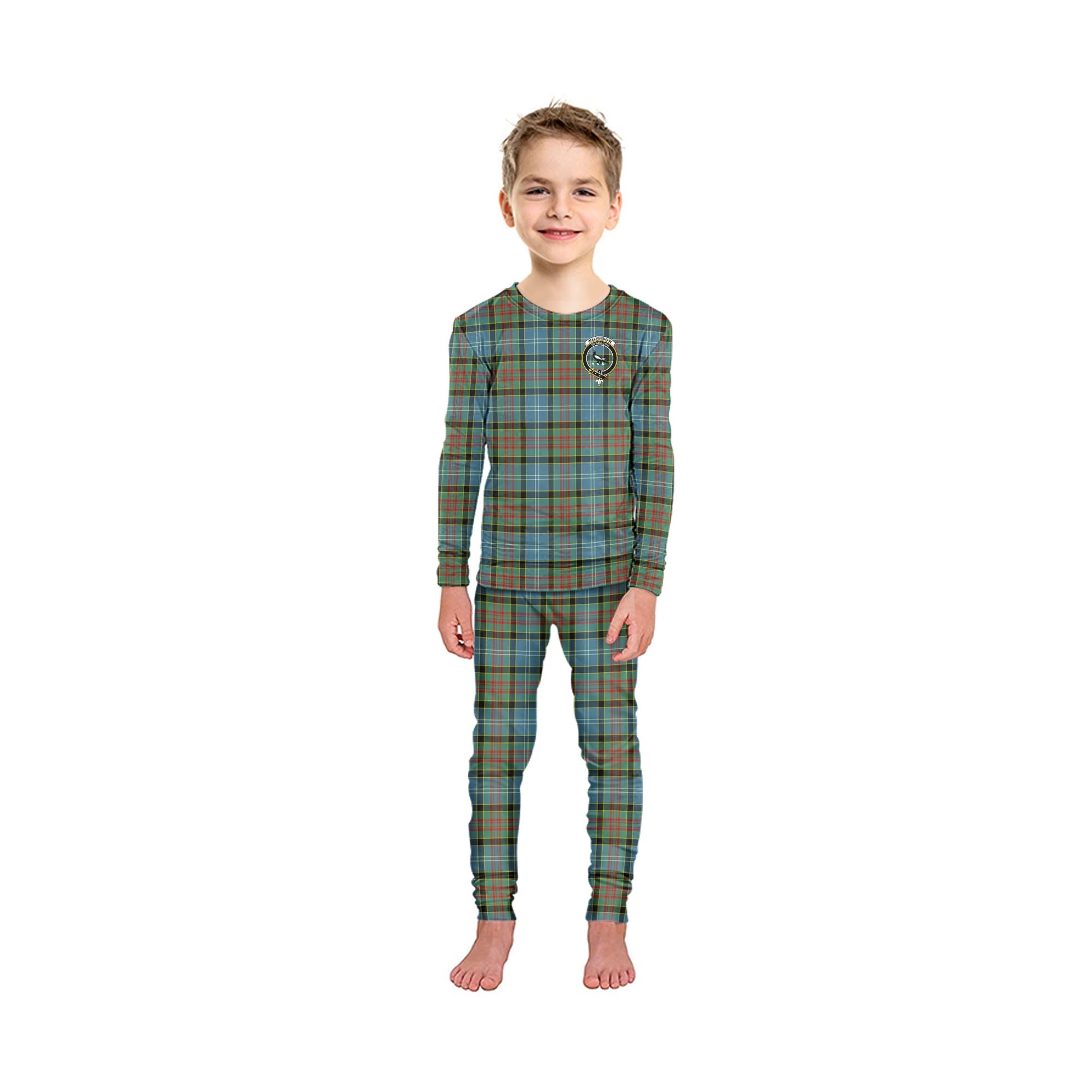 Walkinshaw Tartan Pajamas Family Set with Family Crest - Tartanvibesclothing