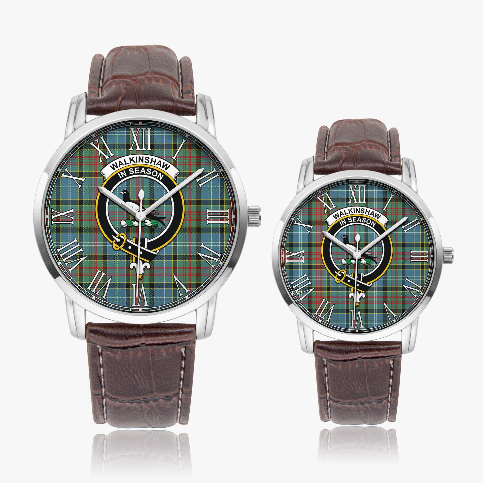 Walkinshaw Tartan Family Crest Leather Strap Quartz Watch - Tartan Vibes Clothing