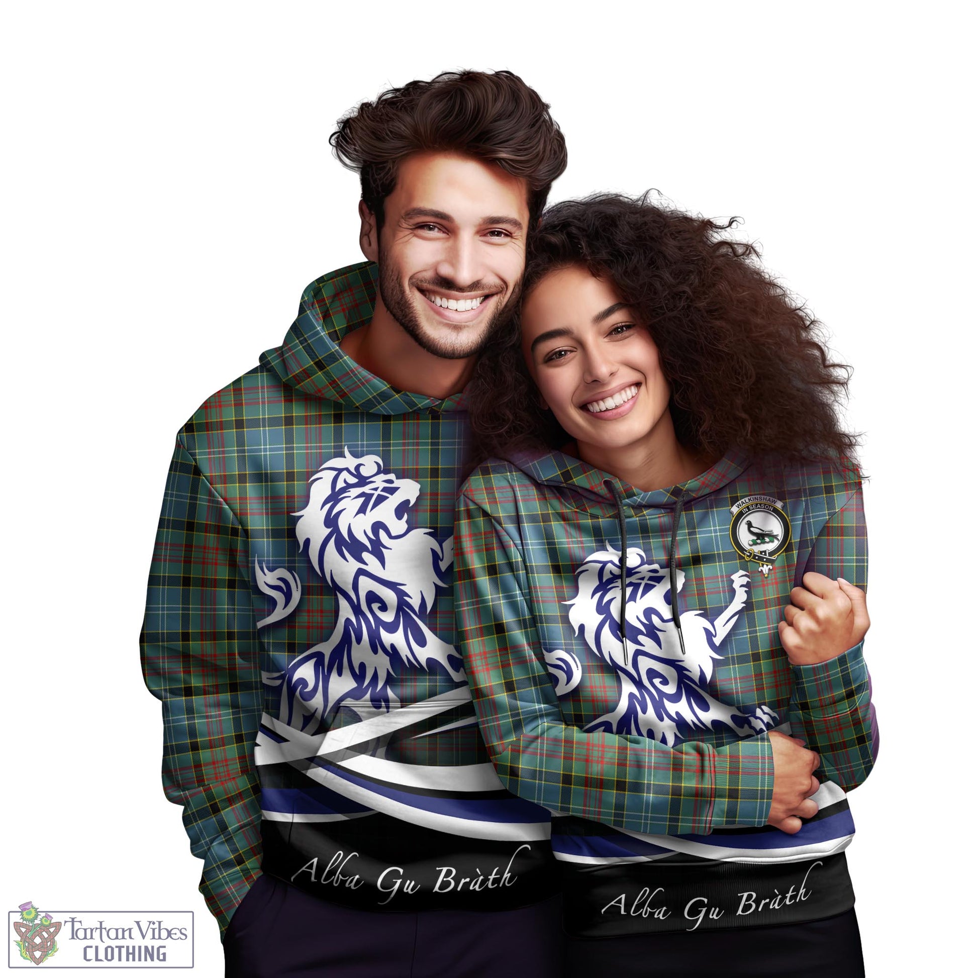 Walkinshaw Tartan Hoodie with Alba Gu Brath Regal Lion Emblem - Tartan Vibes Clothing